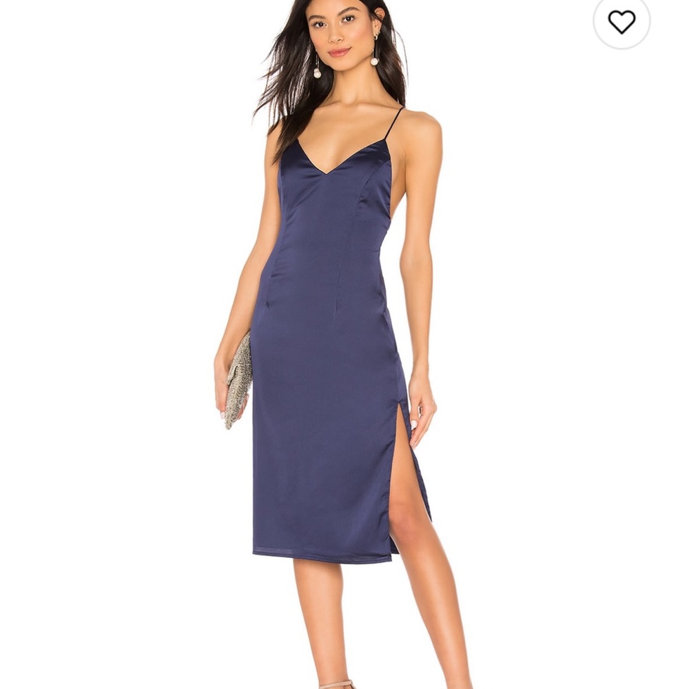 Revolve Super Down Navy Silk Dress